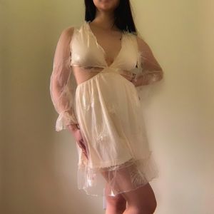 ‼️SOLD‼️Flowy sheer fairy tan dress